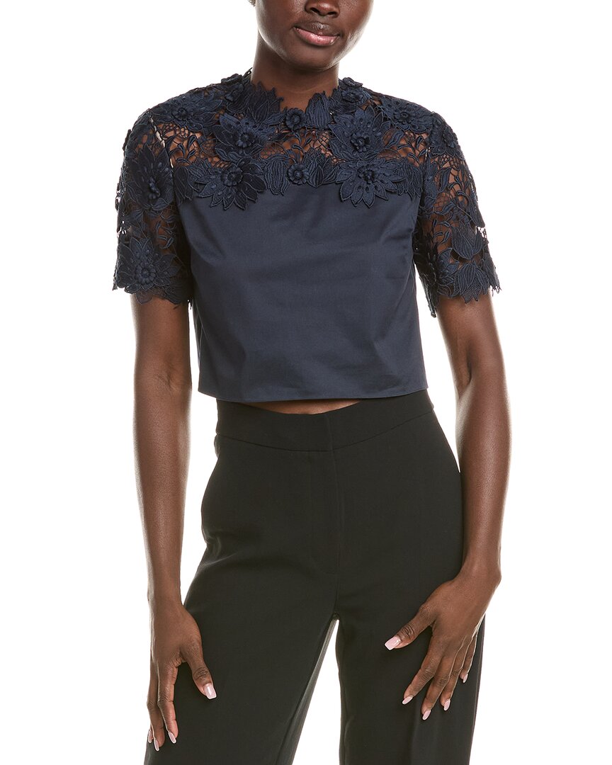 Oscar De La Renta Water Lily Guipure Silk-Lined Top