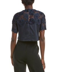 Oscar De La Renta Water Lily Guipure Silk-Lined Top