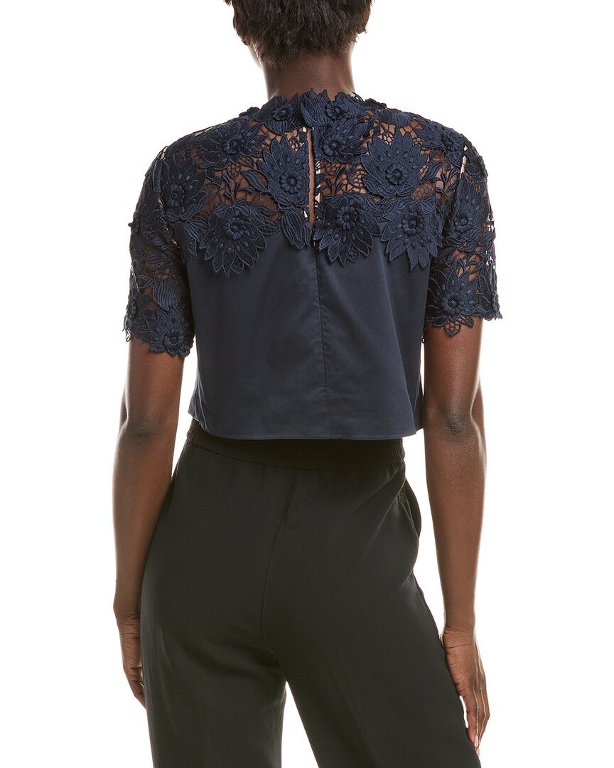 Oscar De La Renta Water Lily Guipure Silk-Lined Top