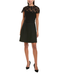 Oscar De La Renta Silk-Trim Wool-Blend Mini Dress