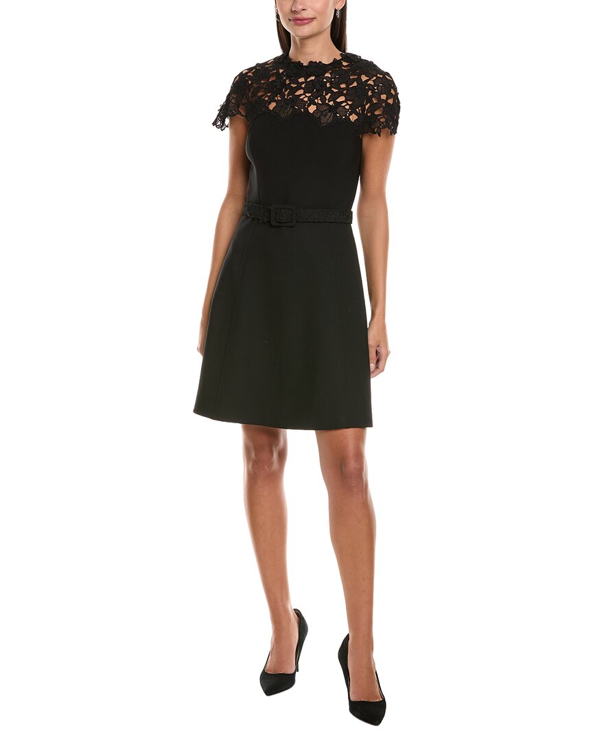 Oscar De La Renta Silk-Trim Wool-Blend Mini Dress