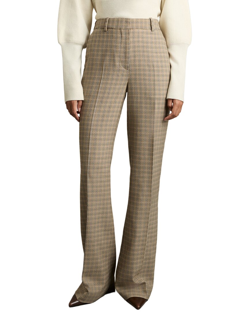 Reiss Vida Check Wool Wide Leg Trouser