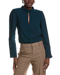 Reiss Cherry Long Sleeve Shoulder Pad Blouse