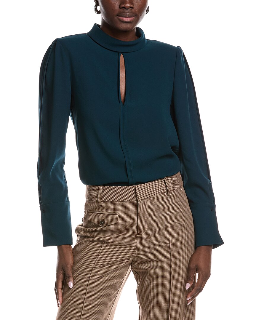 Reiss Cherry Long Sleeve Shoulder Pad Blouse