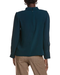 Reiss Cherry Long Sleeve Shoulder Pad Blouse