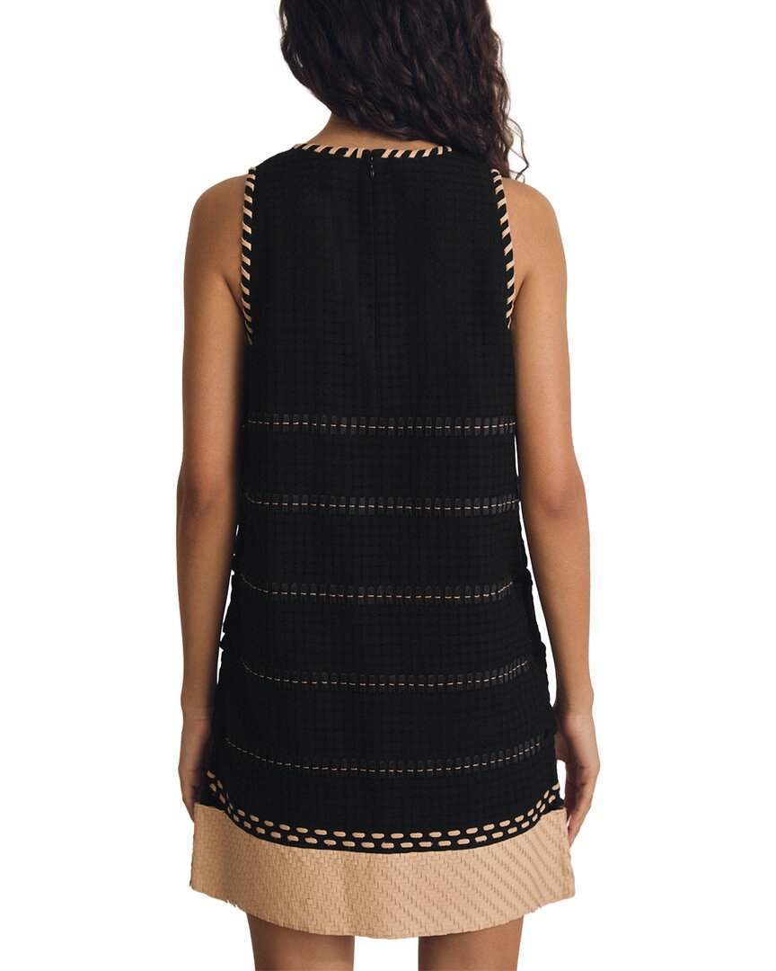 Reiss Lawrence Whipstich Leather-Trim Woven Dress Bluefly Reiss Lawrence Whipstich Leather-Trim Woven Dress Bluefly