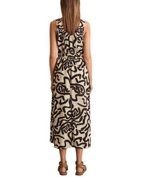 Reiss Reiss Akari Ruched Mono Print Linen-Blend Midi Dress