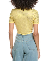 Sandro Rhinestone Crop Polo Shirt