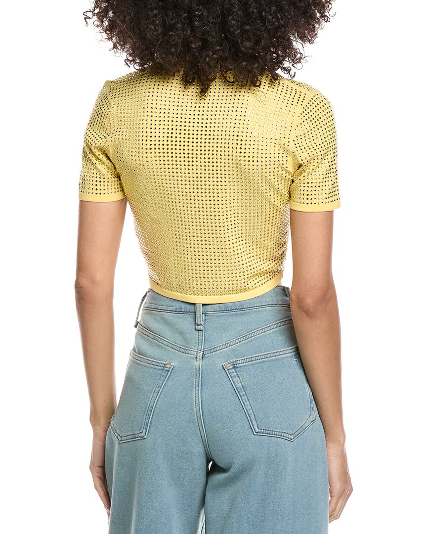 Sandro Rhinestone Crop Polo Shirt