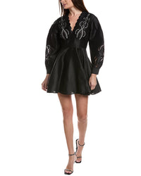 Maje Woven Linen-Blend Mini Dress
