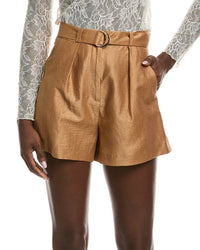 Maje Pleated Linen-Blend Short