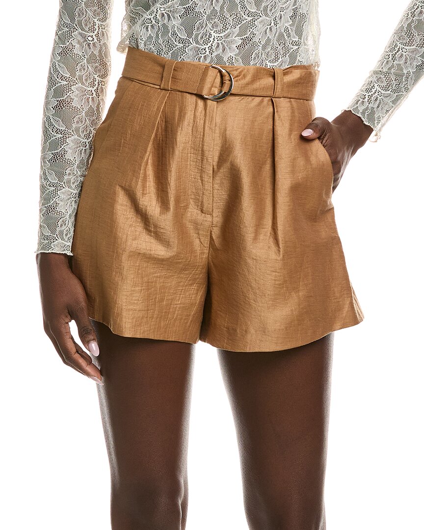 Maje Pleated Linen-Blend Short