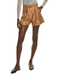 Maje Pleated Linen-Blend Short