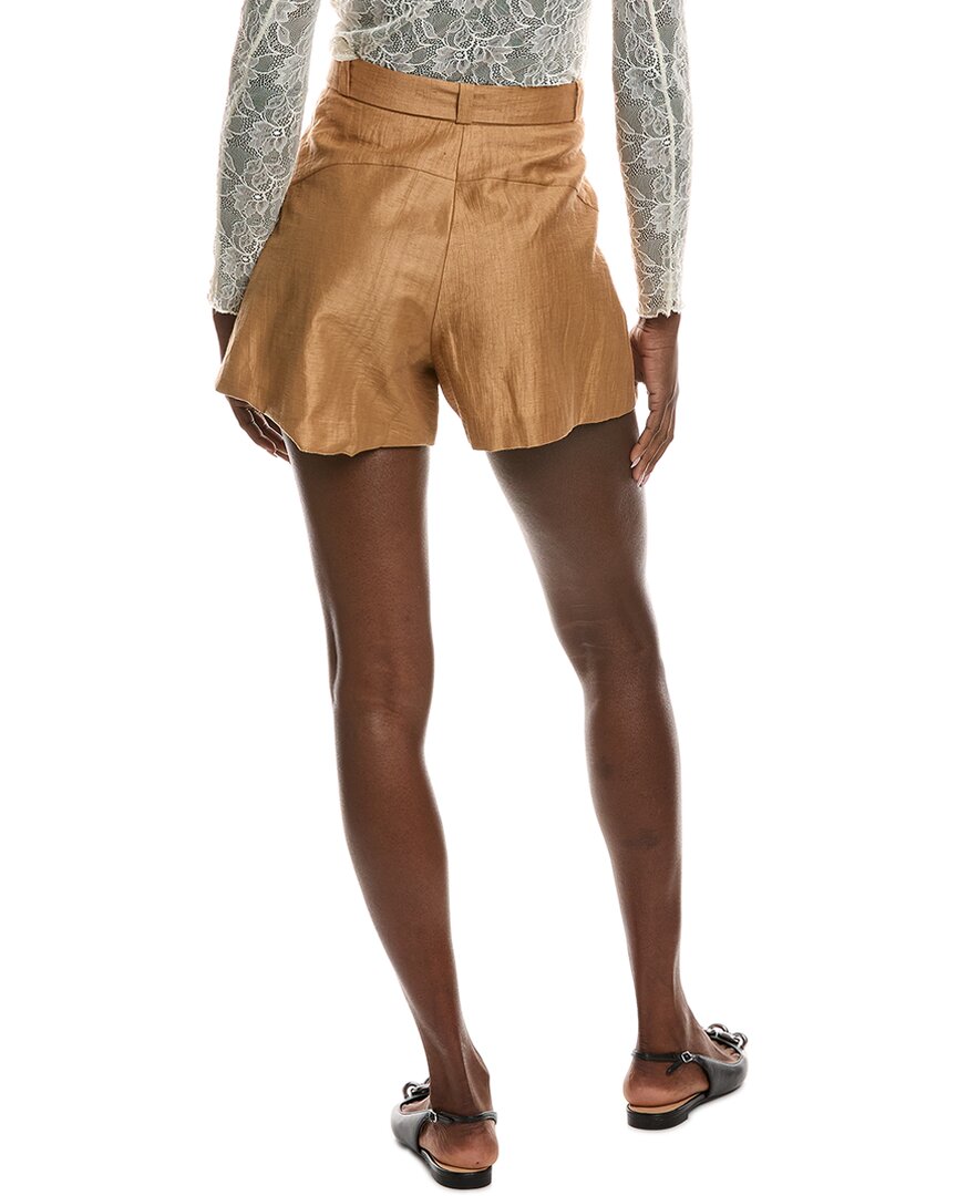Maje Pleated Linen-Blend Short