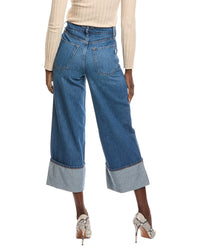 Triarchy Rose True Medium Indigo High-Rise Cropped Wide Leg Jean