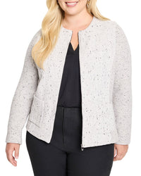 Nic+Zoe Plus Zip Front Mix Knit Jacket