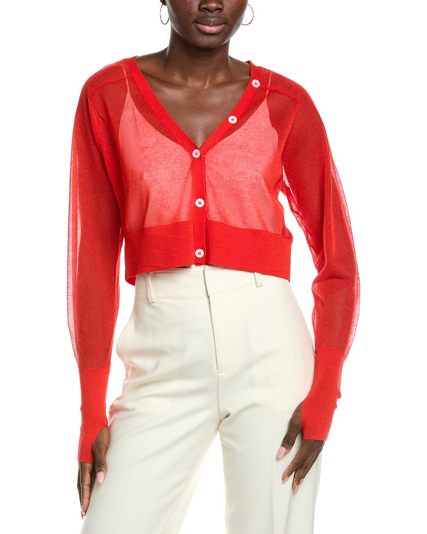 Kenneth Cole Sheer Saddle Shoulder Crop Cardigan