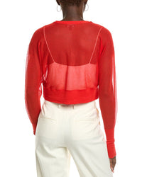 Kenneth Cole Sheer Saddle Shoulder Crop Cardigan
