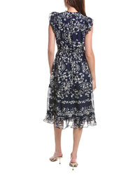 CeCe Cece Flutter Sleeve Smocked Waist Midi Dress