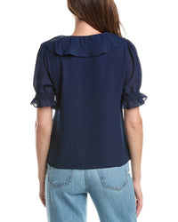 CeCe Cece Ruffle Bubble Crepe Top