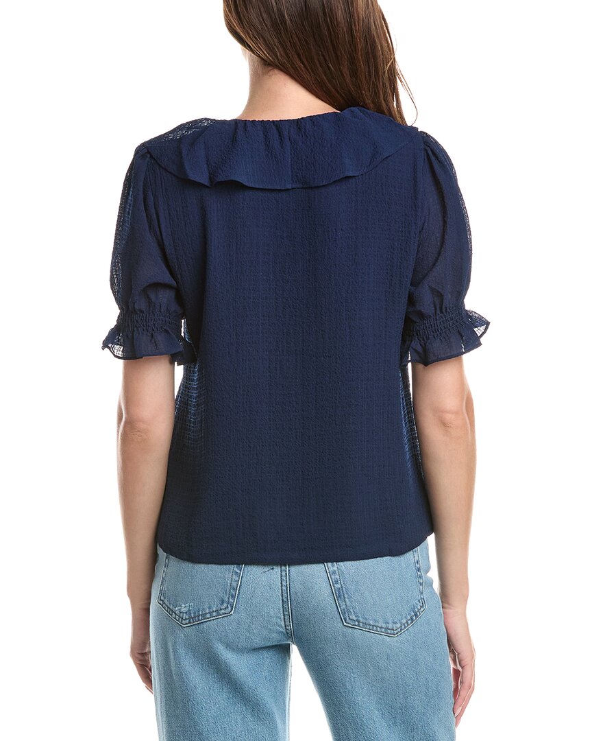 CeCe Cece Ruffle Bubble Crepe Top