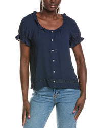 CeCe Cece Wide Ruffle Button Front Shirt
