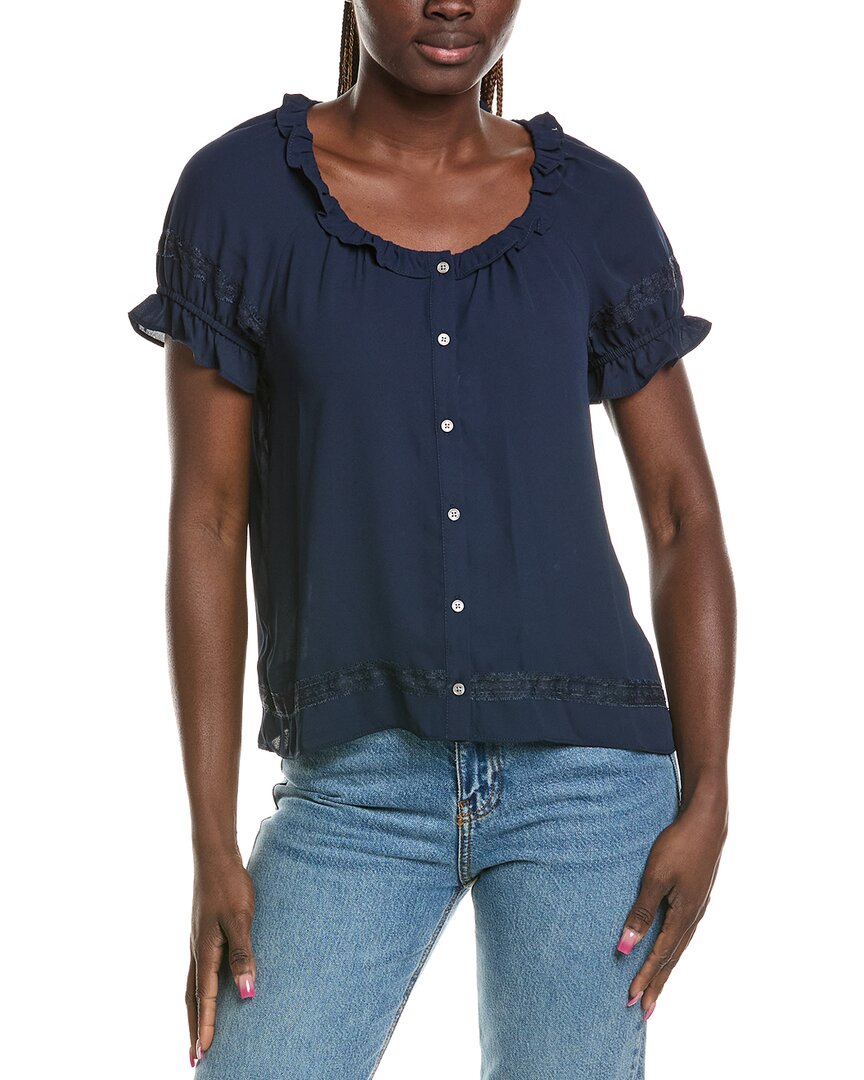 CeCe Cece Wide Ruffle Button Front Shirt