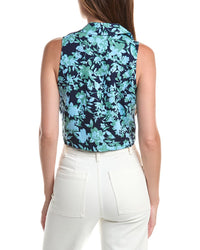 CeCe Cece Tie Waist Lapel Linen-Blend Vest