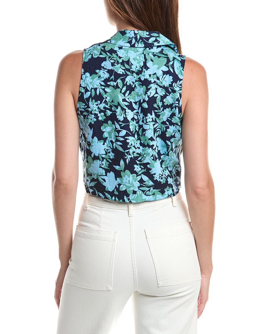 CeCe Cece Tie Waist Lapel Linen-Blend Vest