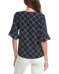 CeCe Cece Ruff Cuff Bubble Crepe Blouse