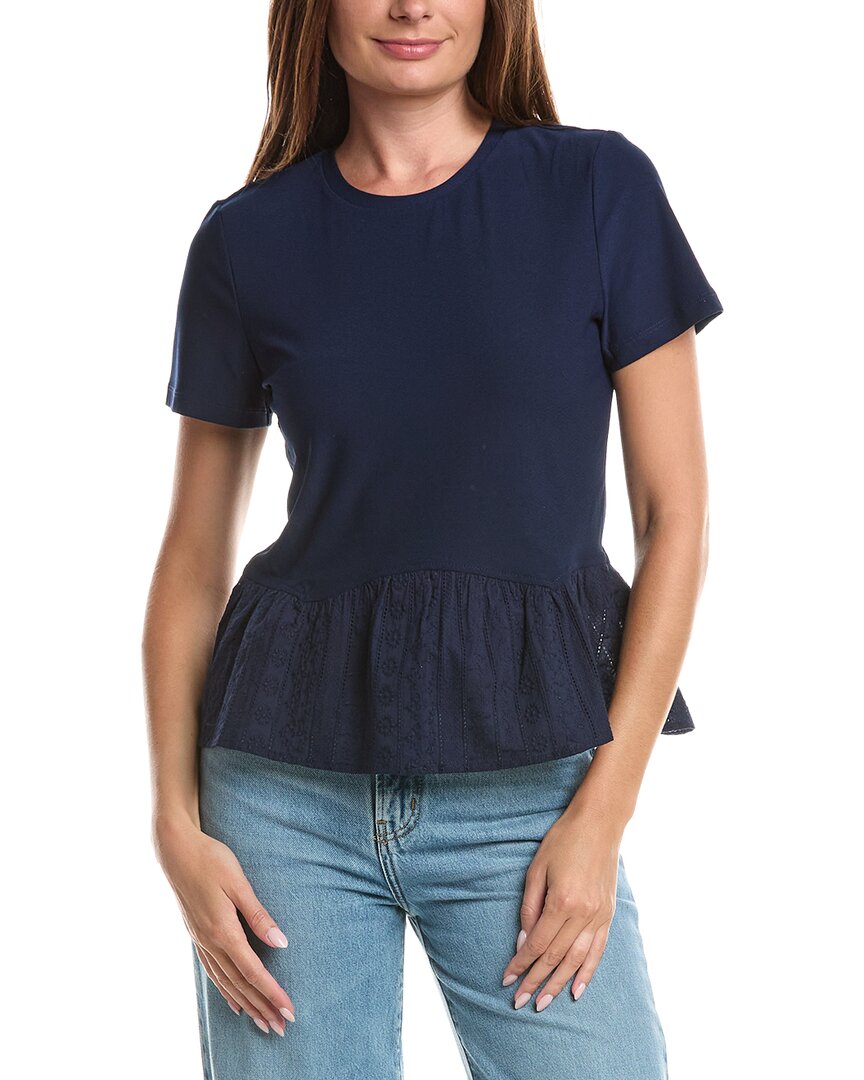CeCe Cece Embroidered Peplum Knit Top