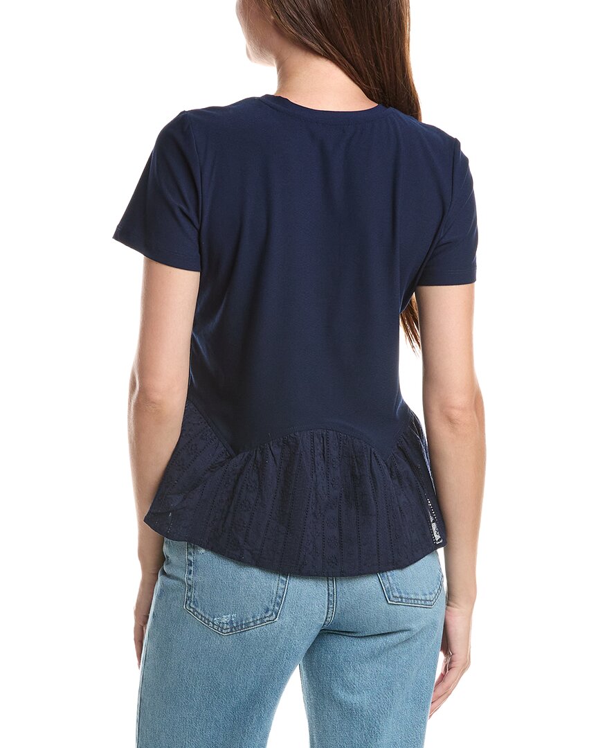 CeCe Cece Embroidered Peplum Knit Top