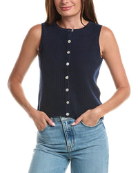 CeCe Cece Pointelle Button Up Top