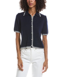 CeCe Cece Pointelle Collar Knit Shirt