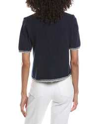 CeCe Cece Pointelle Collar Knit Shirt