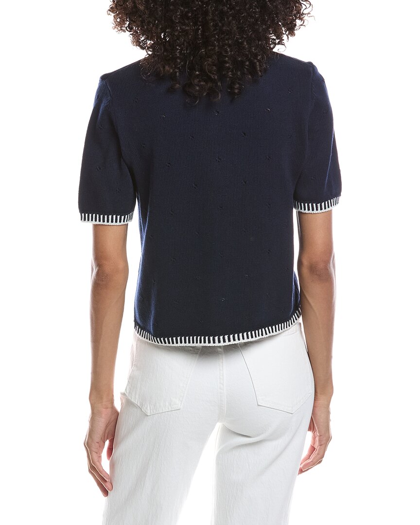 CeCe Cece Pointelle Collar Knit Shirt