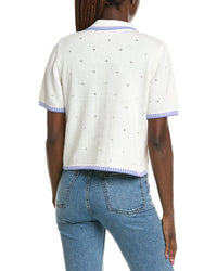 CeCe Cece Pointelle Collar Knit Shirt