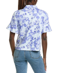CeCe Cece Ruff Cuff Linen-Blend Shirt