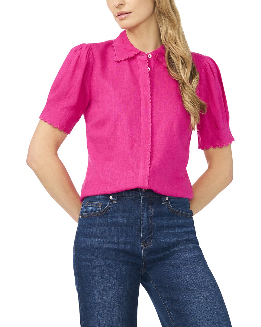 CeCe Cece Linen-Blend Woven Top