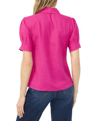 CeCe Cece Linen-Blend Woven Top