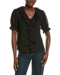 CeCe Cece Ruffle Bubble Crepe Top