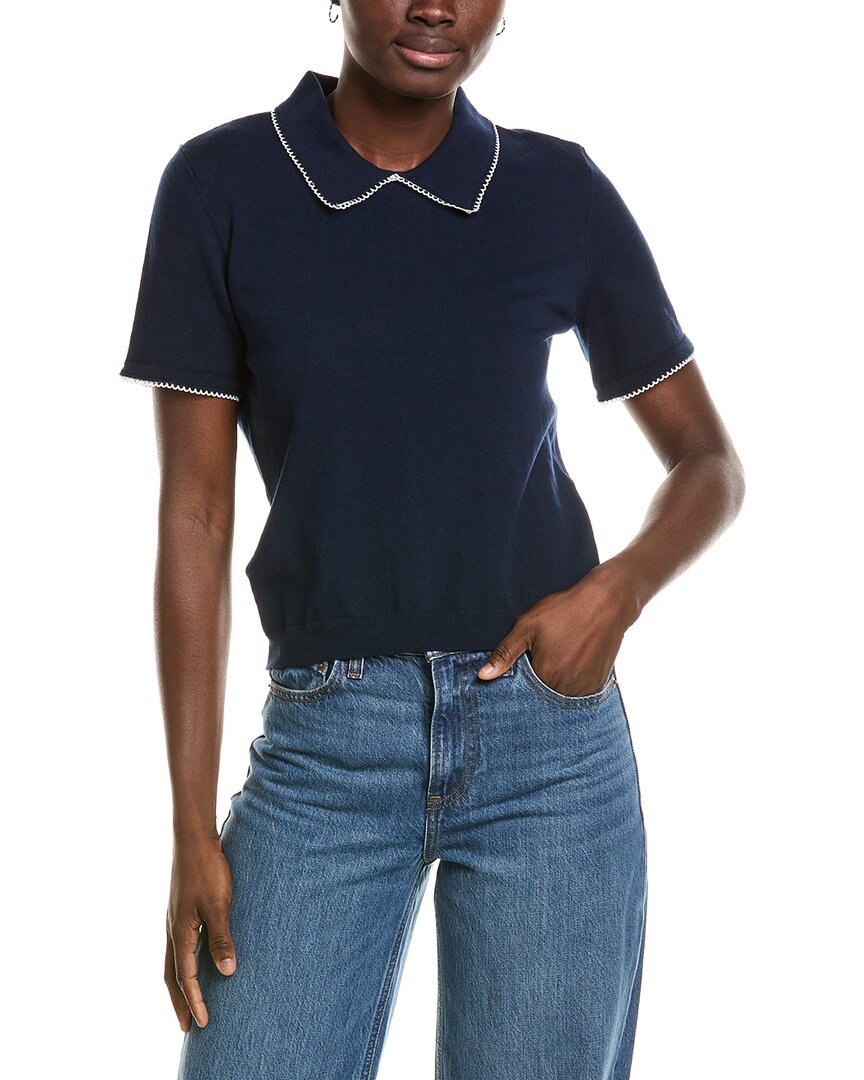 CeCe Cece Contrast Trim Collared Sweater