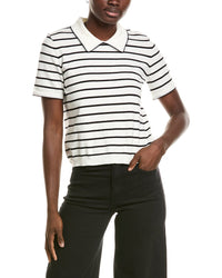 CeCe Cece Stripe Contrast Trim Collar Top