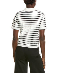CeCe Cece Stripe Contrast Trim Collar Top