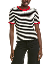 CeCe Cece Stripe Pointelle Sweater