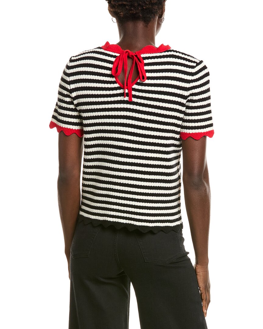 CeCe Cece Stripe Pointelle Sweater