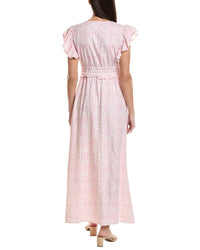 Sail To Sable V-Neck Flutter Sleeve Linen-Blend Maxi Dress