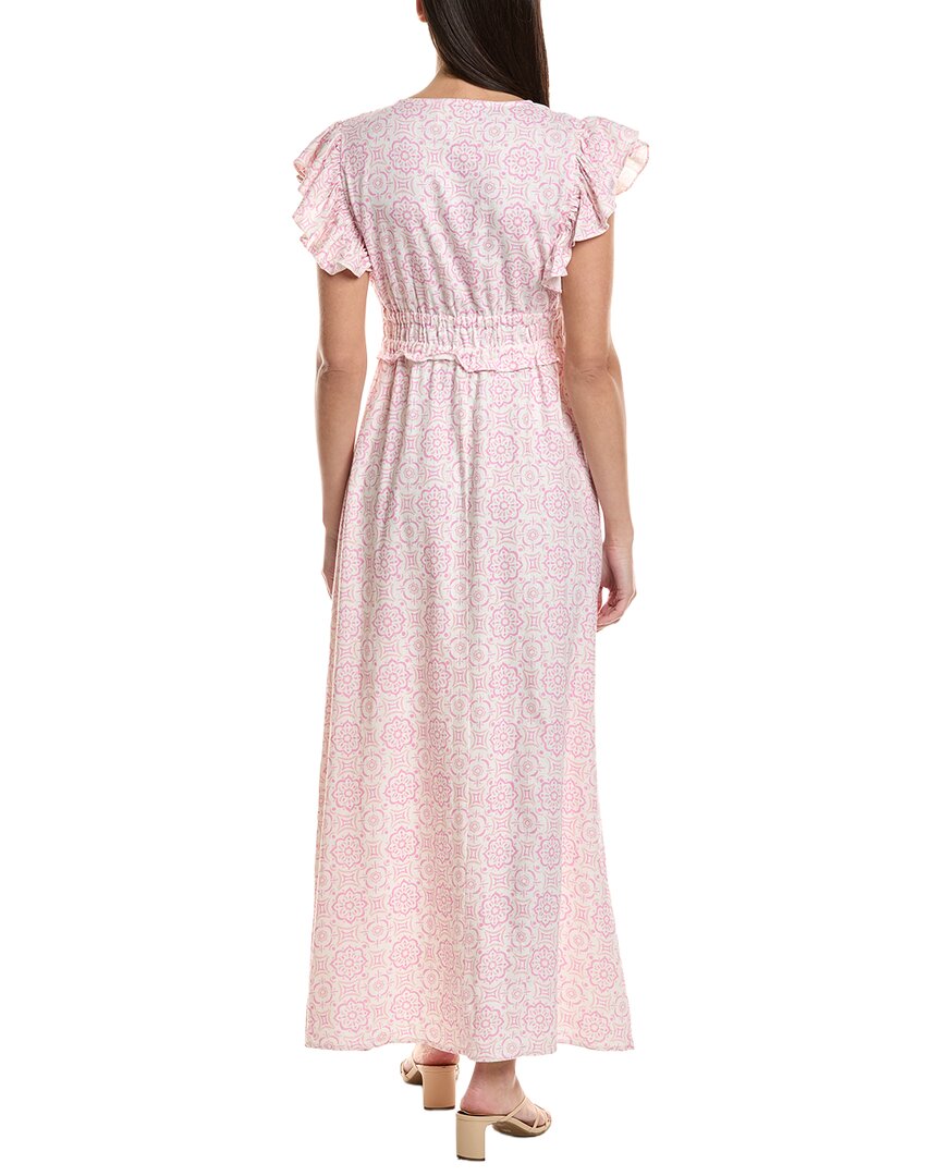 Sail To Sable V-Neck Flutter Sleeve Linen-Blend Maxi Dress