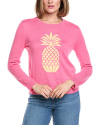 Hannah Rose Pineapple Intarsia Cashmere-Blend Sweater