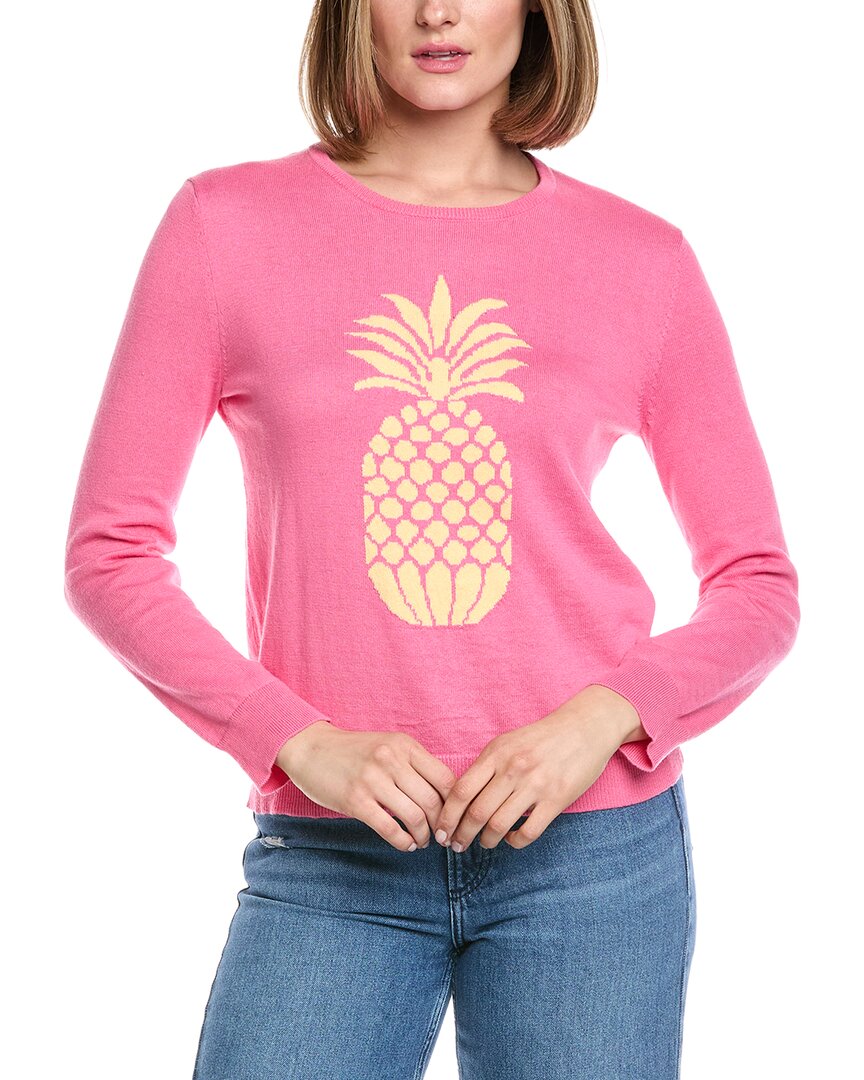 Hannah Rose Pineapple Intarsia Cashmere-Blend Sweater